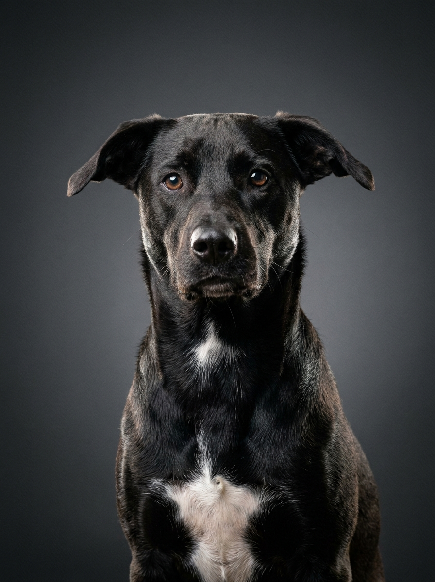 Retrato de estudio de un mestizo generado con IA.